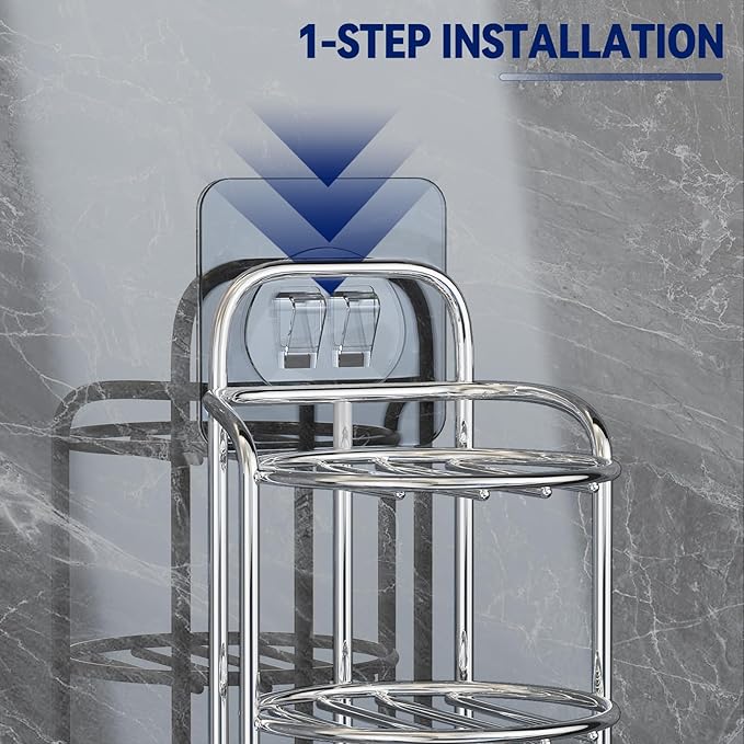 Silver 3-Tier Shower Soap Shampoo Bar Holder, Self Adhesive & Freestanding Draining Soap Dish Caddy for Bathroom Wall Accesories Decor-VivaGrace Women