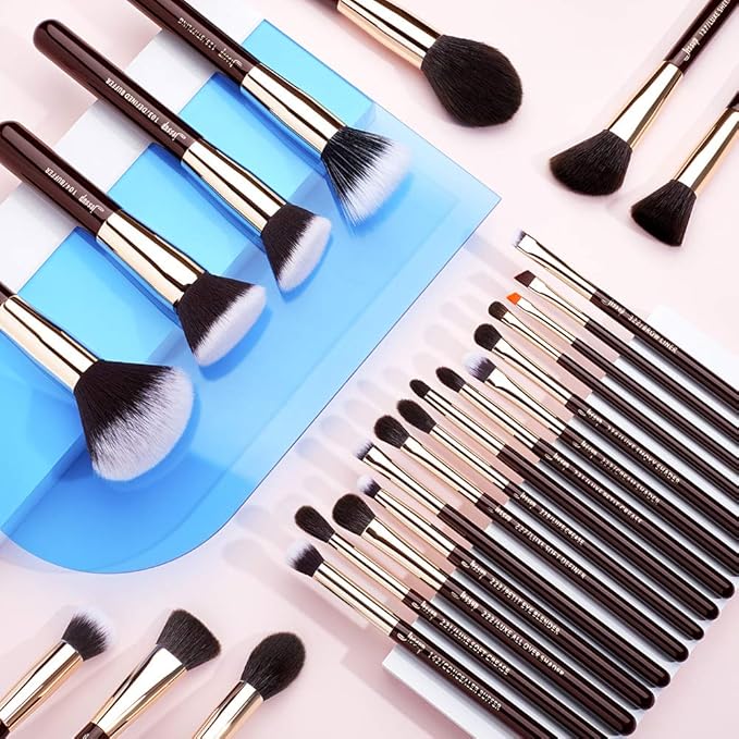 Jessup Makeup Brushes Set Professional, 25PCS Premium Natural Powder Foundation Eyeshadow Blending Concealer Blusher Highlight Labeled Brushes, T280-VivaGrace Women