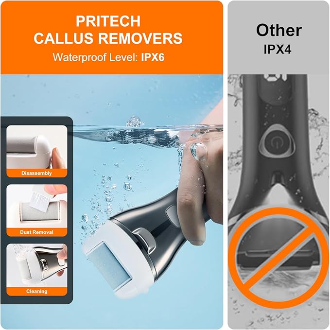 Electric Foot Callus Remover, Rechargeable Portable Electronic Foot File Pedicure Kits, 3 Roller Heads, 3 Speed, Battery Display for Remove Cracked Heels Calluses and Dead Skin-VivaGrace Women