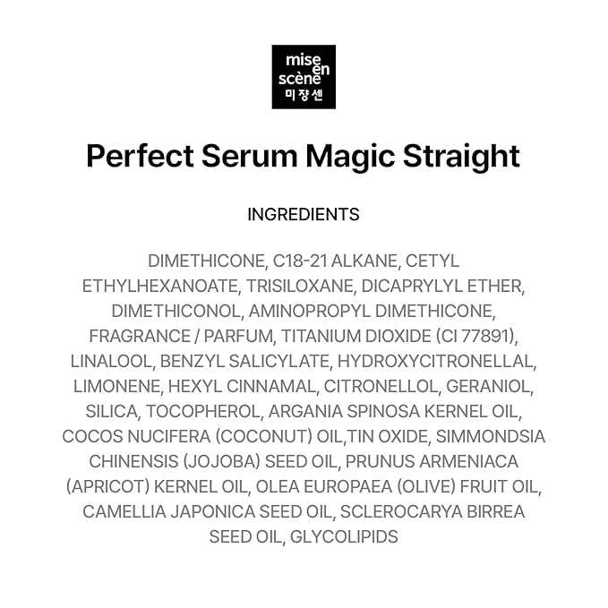 Mise En Scene Magic Straight Perfect Serum - Anti Frizz Hair Straightening Serum with heat protectant for straightener, hair tamer oil, Coconut Oil for Smooth, Silky, and Shiny Hair, 2.71 Fl Oz-VivaGrace Women
