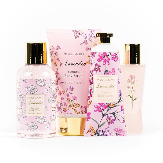Tahari Spa Gift Set for Women, Lavender Spa Set, Bath Kit for Women Gift Set Includes Body Lotion, Body Wash, Body Scrub, Lotion Gift Set for Women, Birthday Gifts For Women-VivaGrace Women