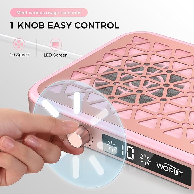 Professional Nail Dust Collector, 1600PA Portable Vacuum Fan Dust Collector with Disposable Filter Paper (30 Pcs) for Nail Polishing & Manicure Pedicure, Low Noise, Nail Salon & Home - Pink-VivaGrace Women