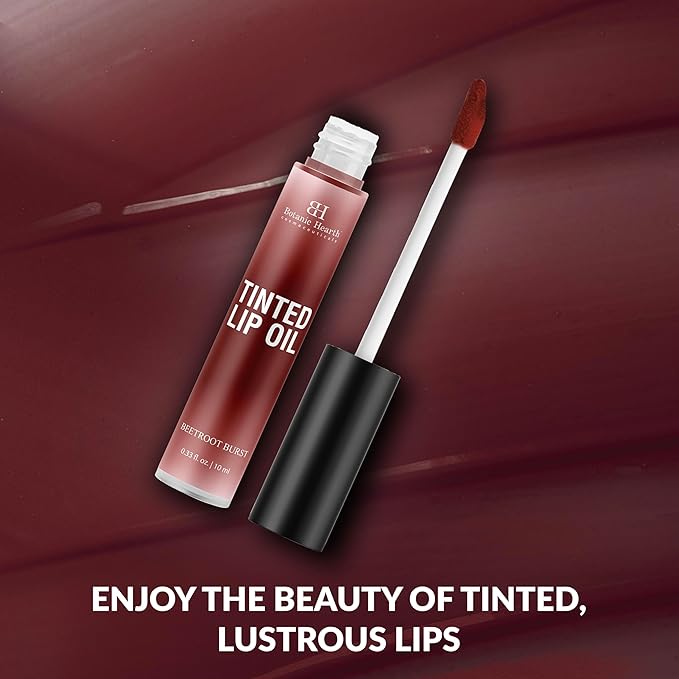Botanic Hearth Tinted Lip Oil | Moisturizing Lip Gloss Oil for Dry Lips | Deep Red Gloss | Lightweight & Non Greasy | 0.3fl oz-VivaGrace Women