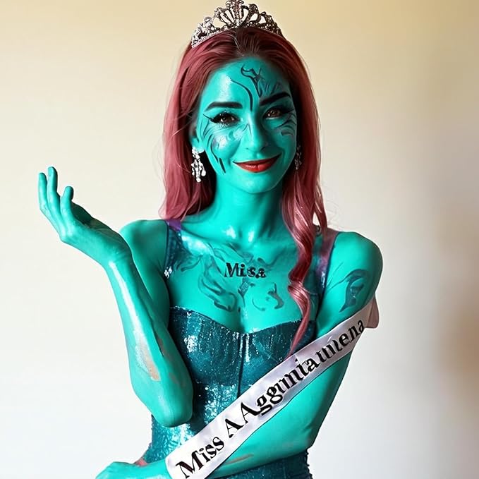 MEICOLY Teal Face Body Paint Stick(1.06 Oz),Cream Blendable Full Body Paint Stick,Peacock Face Paint,Sweatproof Waterproof Face Body Paint Makeup Based Stick for Halloween Special Effects SFX Cosplay-VivaGrace Women