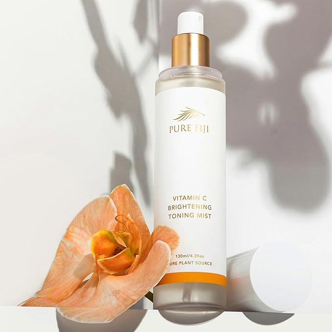 Pure Fiji Face Toner Mist with Vitamin C for Brightening & Refreshing Antioxidant Face Mist Hydrating Spray Helps Even Skin, Smooths Fine Lines and Wrinkles (4.4oz/130ml)-VivaGrace Women