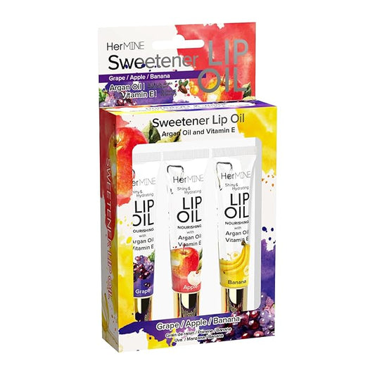 HerMINE Hydrating Lip Oil with Argan oil & Vitamin E Clear Long Lasting Nourishing Lip Oils Moisturizing Gel Multi-Packs Softening Clear Oil-VivaGrace Women