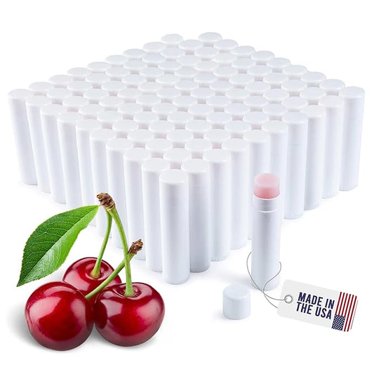 Lip Balm Bulk Unlabeled - Made in USA Bulk Chapstick - Natural Ingredients Vitamin E Shea Butter - Custom Chapstick Bulk For Party & Wedding Favors (100 Count, Cherry)-VivaGrace Women