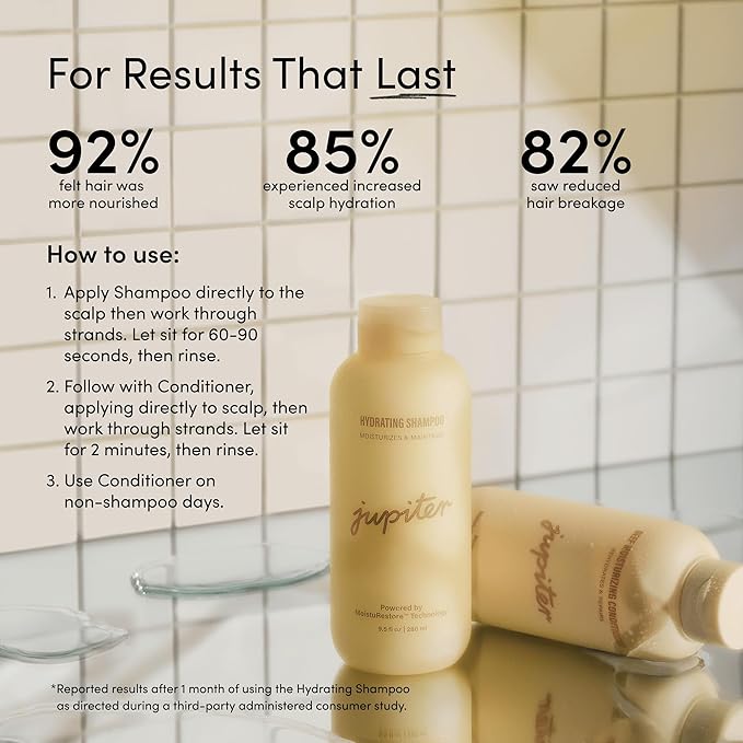 Jupiter, Physician-Formulated Moisture Boost Duo: Hydrating Shampoo & Conditioner, for Dry, Itchy, Tight Scalp, Vegan, Sulfate-Free, Color-Safe, & Paraben-Free, Deep Moisturizing Shampoo & Conditioner-VivaGrace Women