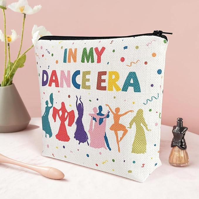 My Dance Era Canvas Zipper Cosmetic Bag, Small Makeup Bag for Women, Friends, Daughter, Sister for Dancers, Dancer Birthday Gifts for Girls (White)-VivaGrace Women