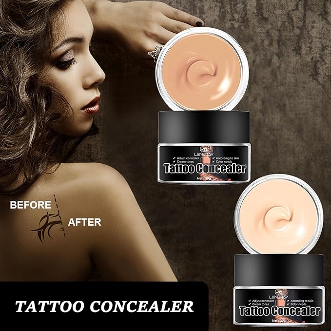 Tattoo Cover Up, Invisible Waterproof Concealer,Long Lasting Professional Skin Makeup Concealer Kit for Body Leg Tattoo, 2 Colors,30gX2-VivaGrace Women