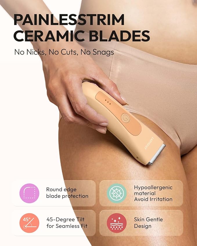 LADYSPOT™ Finishing Trimmers, Electric Shaver for Women, Hair Trimmer for Womens, Shaving & Grooming Sets Kit with 3 Guard and Replaceable Ceramic Blade Heads, Waterproof Wet/Dry(Orange)-VivaGrace Women