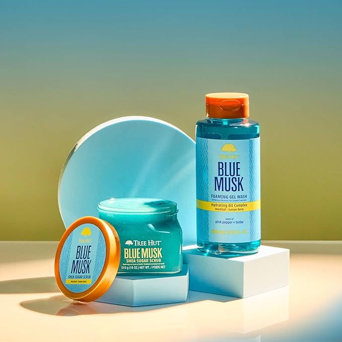 Tree Hut Blue Musk Shea Sugar Scrub | Exfoliating Body Scrub Removes Dead, Dry Skin for a Soft & Hydrated Feel | Nourishing Essential Body Care | 18 fl oz.-VivaGrace Women