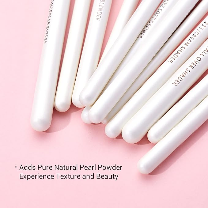 Jessup Small Eye Makeup Brush Set Professional 15pcs White/Silver Premium Natural-synthetic Eye Shadow Blending Concealer Eye & Brow Liner Brushes, T237-VivaGrace Women