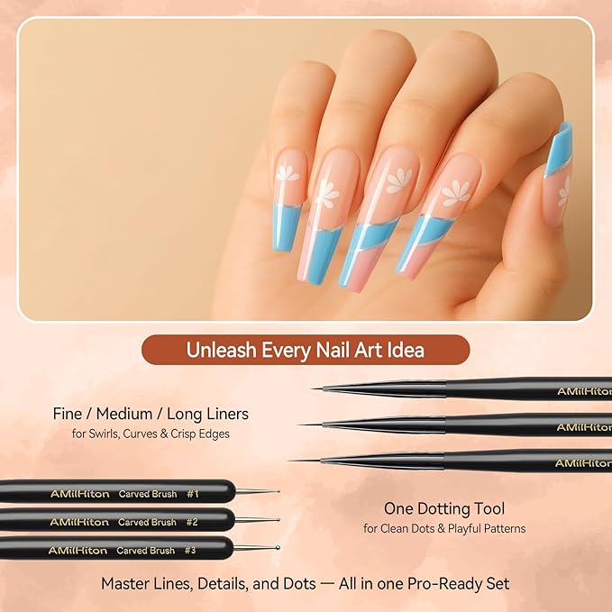 8PCS Nail Art Brushes for Builder Gel, Polygel & Polish – Flat, Round, Liner, French Tip & Detail Brushes for 3D Acrylic Flowers – Professional Nail Painting & Design Tools-VivaGrace Women