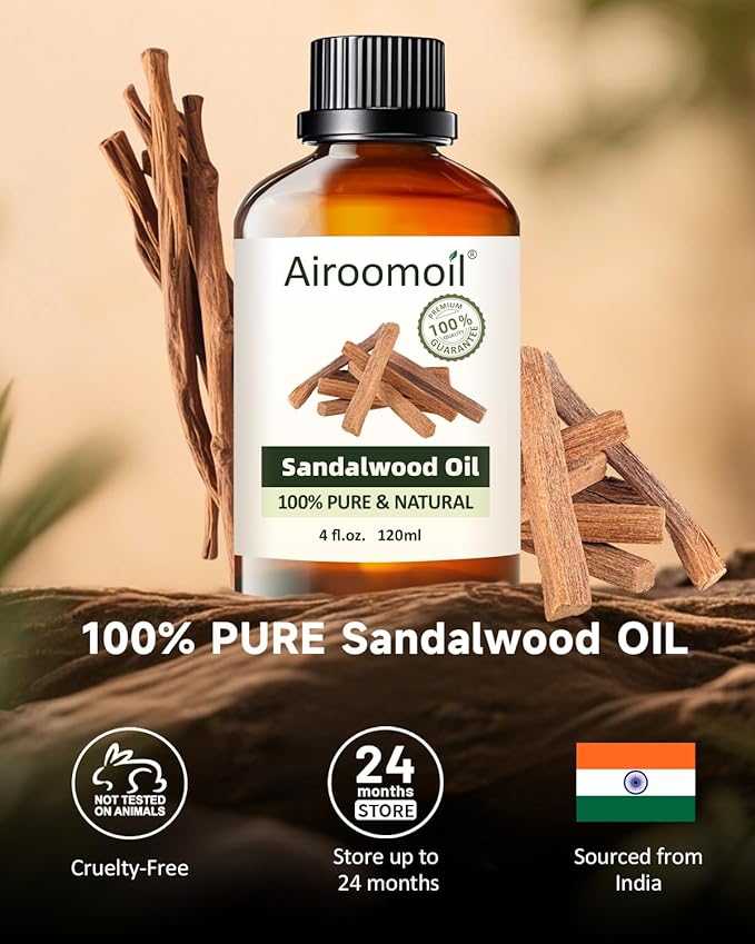 Pure Sandalwood Essential Oil, 100% Pure Natural Sandalwood Essential Oil, Premium Grade Essential Oils for Diffusers for Home, Skin, Care Massage, Soap Making, Aromatherapy, 4 Fl Oz | 120ml-VivaGrace Women
