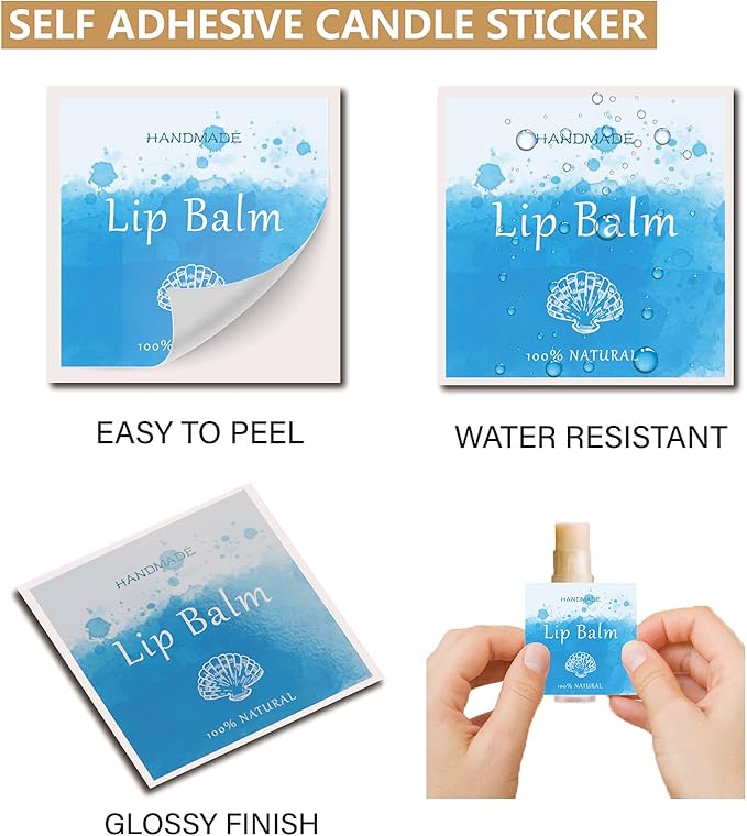 CRASPIRE Lip Balm Labels 80pcs Homemade Lip Balm Labels 2” Clear Lip Balm Labels for Tubes Printable Waterproof Lip Balm Stickers Labels for Lip Balm Handcream Candle Container（Marine Life-Blue）-VivaGrace Women