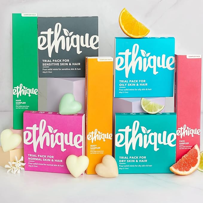 Ethique Hair Sampler - Shampoo & Conditioner - Plastic-Free, Vegan, Cruelty-Free, Eco-Friendly, 5 Travel Bars (Pack of 1)-VivaGrace Women