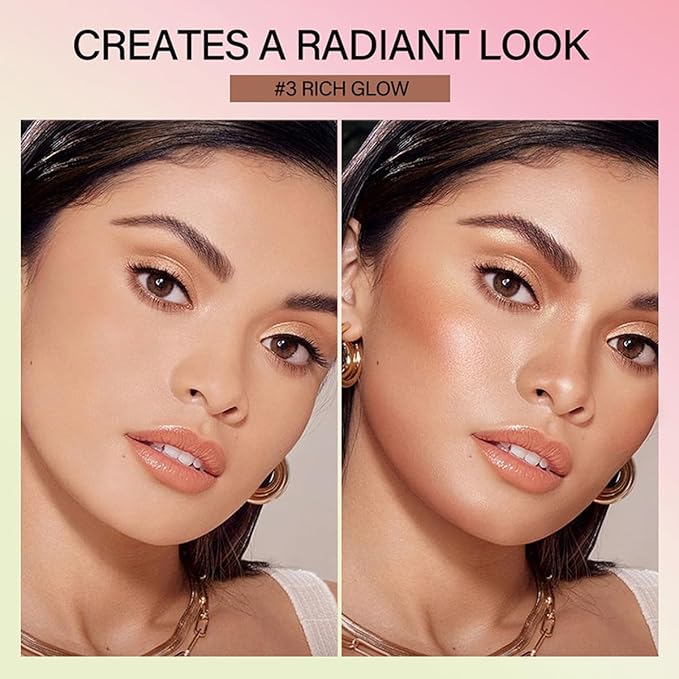 Multi-Purpose Makeup Blush Stick, 3-in-1 Beauty Tinted Solid Blush Stick For Cheeks, Lips And Eyes Waterproof Natural Cream Blush Stick With Long-Lasting Moisturizing Formula (#3Rich Glow)-VivaGrace Women