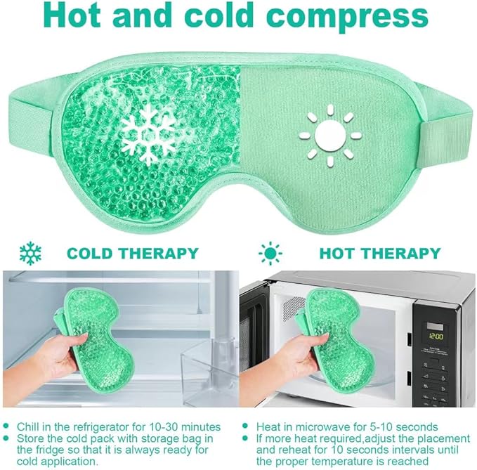 ONLYSKY BEAUTY Cold Eye Mask Cooling Gel Eye-Mask for Dry Eyes, Eye relax and Pressure Release as Gift for women (Green)-VivaGrace Women