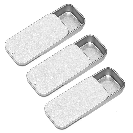 Lip Balm Tins Slide Top Tin Containers for Lip Balm Crafts Storage Kit - 0.25oz 3 Pack (SILVER)-VivaGrace Women