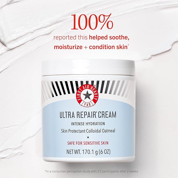 First Aid Beauty - Ultra Repair Cream, Intense Hydration Whipped Colloidal Oatmeal, Clinically Proven to Strengthen Skin Barrier in 7 Days & Helps Relieve Eczema, Luxury Face & Body Moisturizer, 8 oz-VivaGrace Women