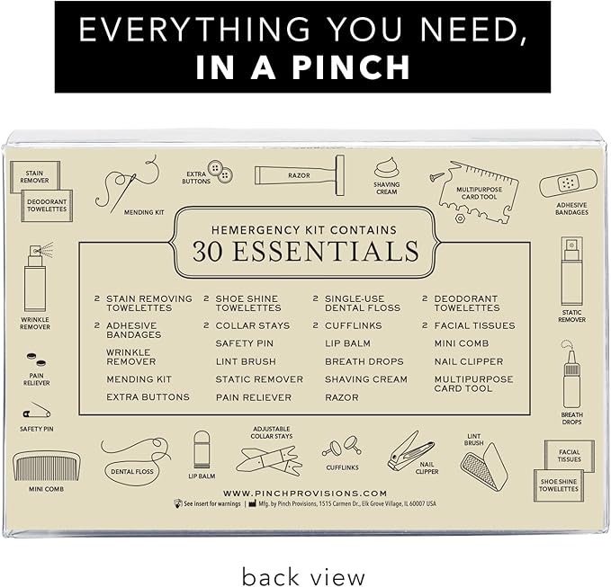 Pinch Provisions Hemergency Kit for Men, includes 30 Style & Grooming Essentials, Gift & Accessory for Grooms, Best Man, Personal Care, Travel or Cars-VivaGrace Women