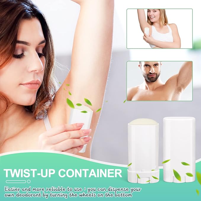 15ml Travel Deodorant Containers,Top-Fill,Empty Plastic Oval Lip Balm Tubes for Chapstick,Lip Balm,Lotion Bar Sticks,Salve,Homemade Solid Lotion,Sample Size Deodorant-30 Pack,White-VivaGrace Women