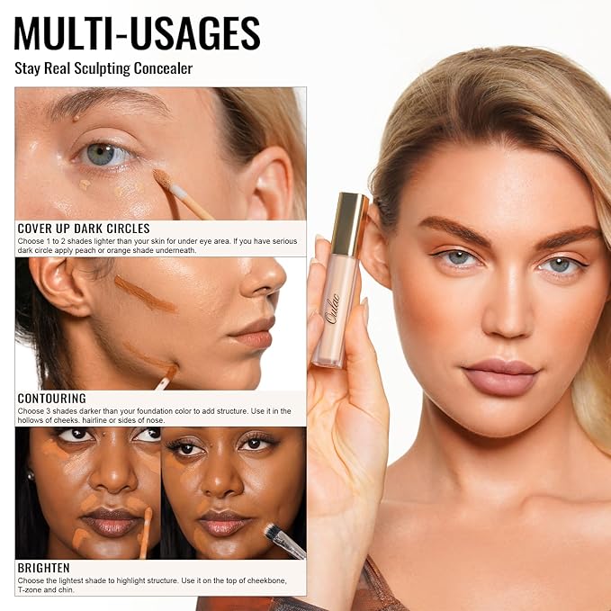 Oulac Full Coverage Concealer, Concealer Stick for Face and Eye Dark Circles, Hydrating Concealer Infused with Hyaluronic Acid, Vegan Concealer 3.8ml, Shade: W1 Porcelain-VivaGrace Women