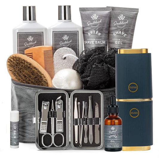 Father's Day Gift, 14 Pieces Grooming Set for Men, Skin Care Set, Beard Kit Spa Set, Bath & Body Care Set, Gifts for Boyfriend, Dad, Anniversary Gifts for Men, Birthday, Christmas, Valentine's Day-VivaGrace Women