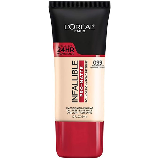 L'Oreal Paris Cosmetics Makeup Infallible Pro-Matte Liquid Longwear Foundation, True Porcelain, 1 fl oz.-VivaGrace Women