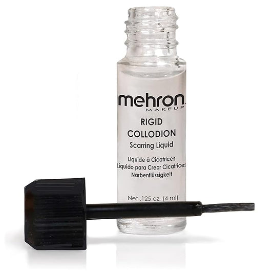 Mehron Makeup Rigid Collodion with Brush | Scarring Liquid | Liquid Scar Makeup | SFX Scar for Film .125 oz (4ml)-VivaGrace Women