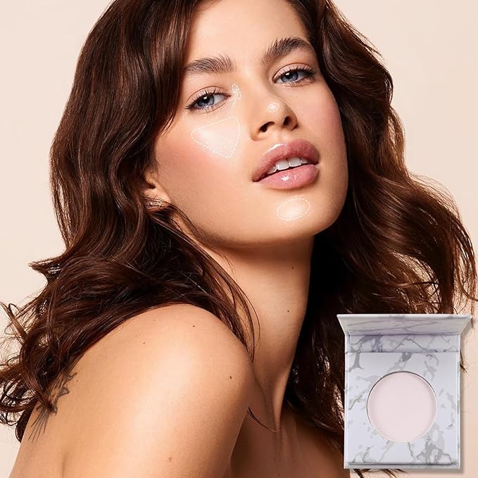 White Face Highlighter Makeup Palette, Matte Highlighters Makeup Powder, Illuminator Highlighter Powder for Cheeks, Collarbone the Nose, Long-lasting Natural Shiny 04#White-VivaGrace Women