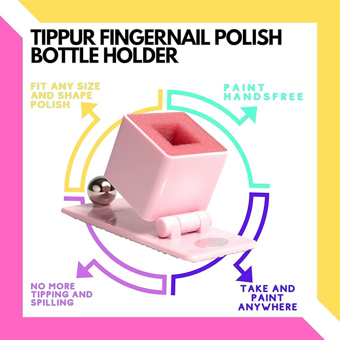 Spill-Proof Nail Polish Holder-Paint With Ultimate Confidence In The Car Or At Home-Stick Every Time Wide Grippy Bottom-Fingernail Painting Stand For Women-Nail Polish Accessories-Nail Art Tool