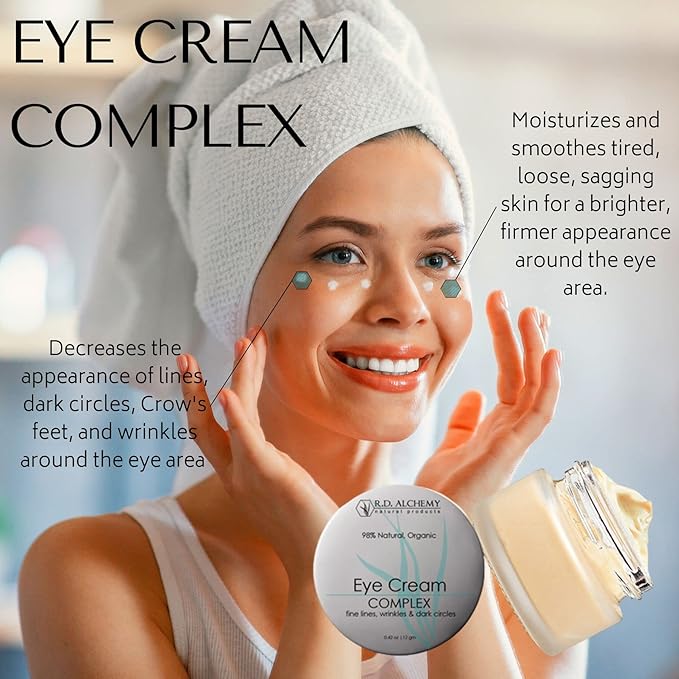 RD Alchemy - Natural & Organic Eye Cream Complex - Best Eye Cream for Dark Circles, Wrinkles, & Eye Bags. Anti Aging Retinol & Peptides Lighten Dark Circles & Smooth Fine Lines & Crow's Feet-VivaGrace Women