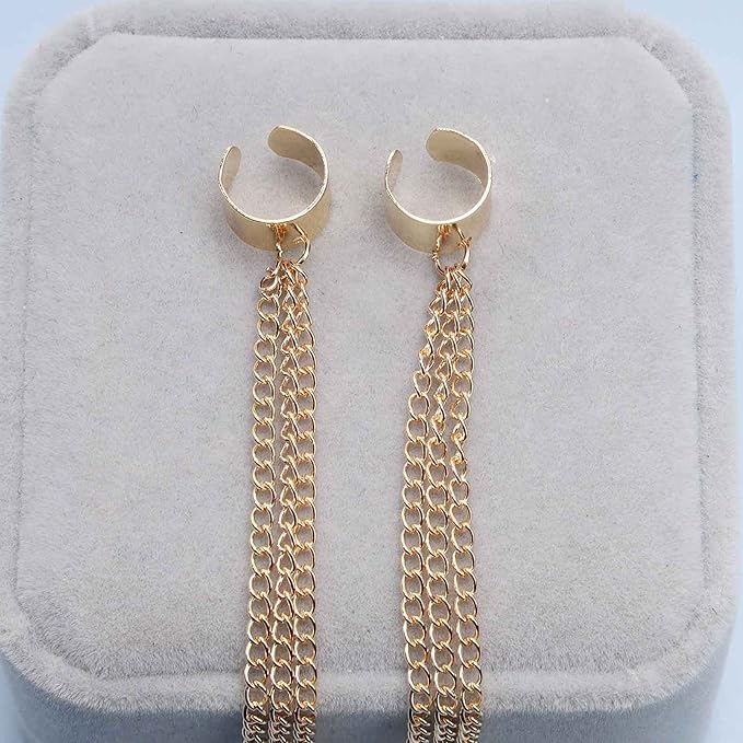 Boho Chain Tassel Earrings Gold Long Drop Dangle Earrings Dangle Chain Earrings Vintage Long Earrings Punk Earrings Jewelry for Women and Girls-VivaGrace Women