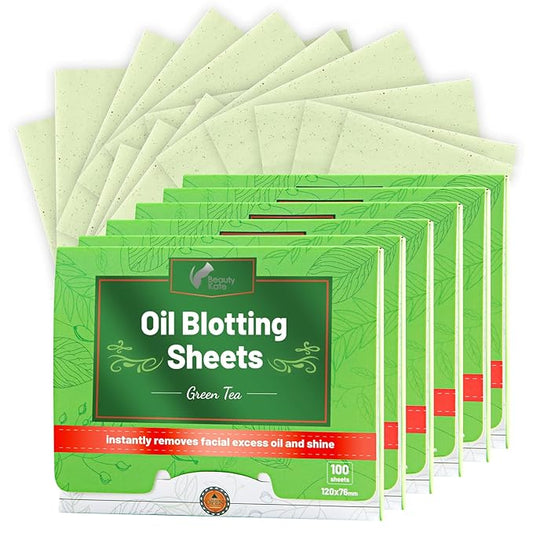 Oil Blotting Sheets for Face - Green Tea,26% Larger,6pk/600 Natural Blotting Paper for Oily Skin,Makeup Friendly Oil Absorbing Sheets,Easy To Grab One-VivaGrace Women