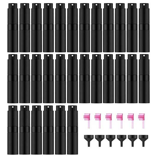 30 PCS/8ML Portable Atomizer Perfume Bottles, Mini Empty Refillable Cologne Spraye Bottle, Pocket Travel Perfume Liquid Sprayer (Matte Black)-VivaGrace Women