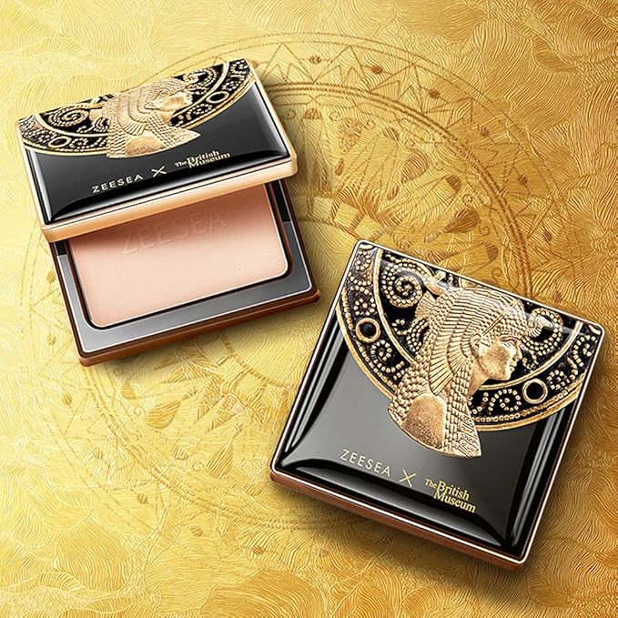 ZEESEA Pressed Powder The British Museum Egypt Series Long Lasting Oil Control Facial Finishing Brighten Setting Powder Multi-use Foundation (#00 Light Beige)-VivaGrace Women
