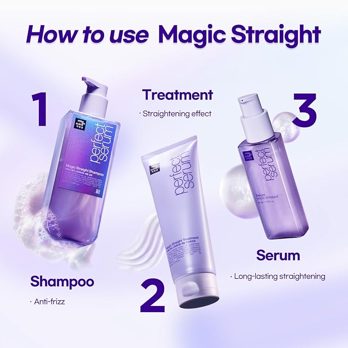 Mise En Scene Magic Straight Perfect Serum - Anti Frizz Hair Straightening Serum with heat protectant for straightener, hair tamer oil, Coconut Oil for Smooth, Silky, and Shiny Hair, 2.71 Fl Oz-VivaGrace Women