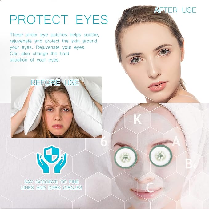Mobestech Cucumber Eye Pads 100 Pads Non-woven Eye Soothing Spa Cooling Eye Patches with Fruit Vegetable Extracts for Eyes Reduce Dark Circles-VivaGrace Women