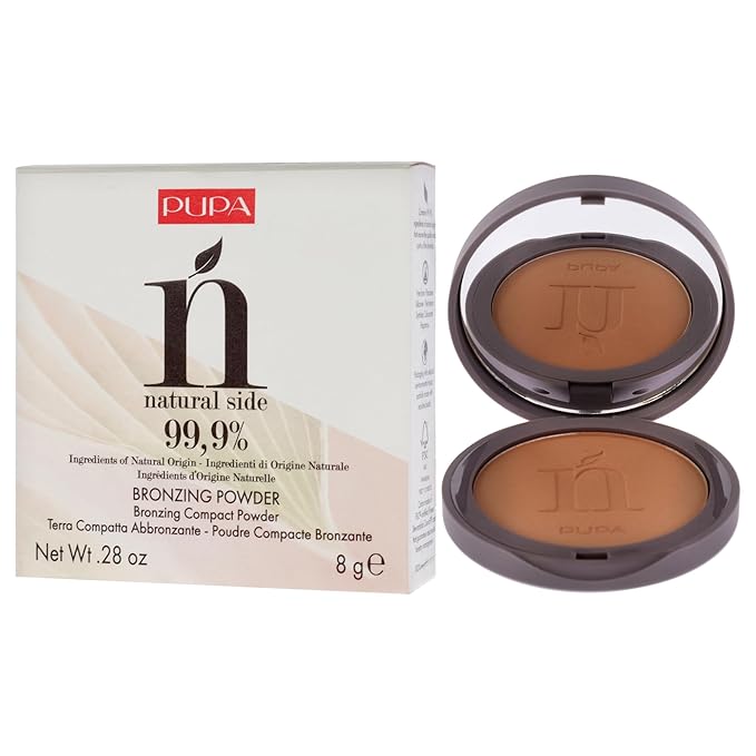 PUPA Milano Natural Side Bronzing Powder 002 Natural Bronze - Add Warmth and Glow to Skin - Easy Blending Bronzer Contour Makeup Powder to Brighten Complexion - Natural Formula - 0.28 oz-VivaGrace Women