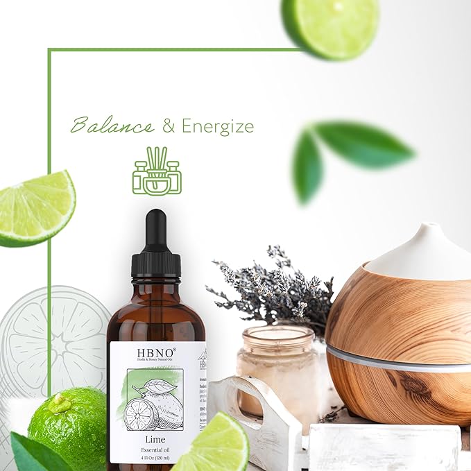 HBNO Lime Essential Oil - Huge 4 oz (120ml) Value Size - Natural Lime Oil, Cold Pressed - Perfect for Cleaning, Aromatherapy, DIY, Soap & Diffuser-VivaGrace Women