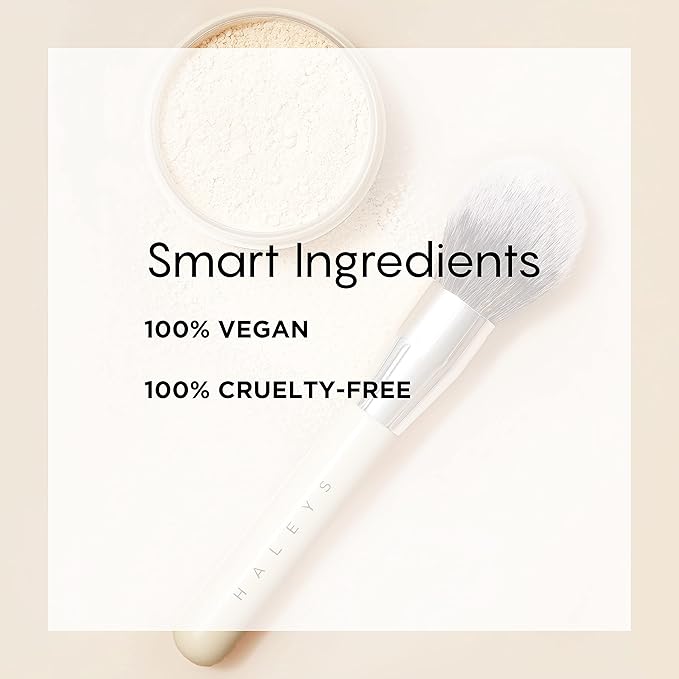 HALEYS Powder Brush VEGAN+CRUELTY-FREE, Soft, Streak-free, Perfect Blending, Buff, Blurs, Smooths, Control, Precision, Complexion tools, For powder, setting powder, blush, Sustainable Wood Handle-VivaGrace Women