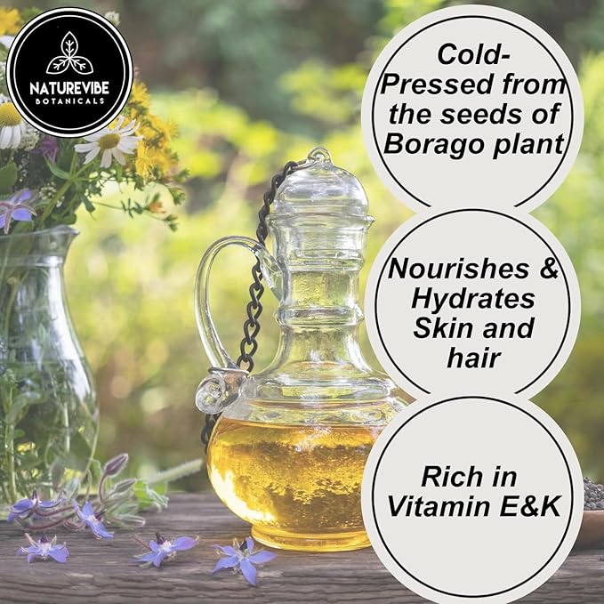 Naturevibe Botanicals Borage Oil 32 Ounces | 100% Pure and Natural | Great for Skin Care and Hair Care-VivaGrace Women