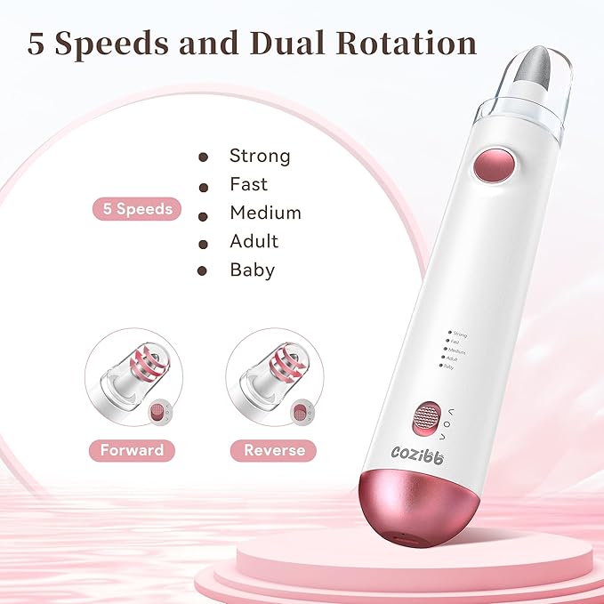 Electric Nail Drill, 8-in-1 Cordless Electric Nail File with LED Light, 5 Speeds Rechargeable Manicure and Pedicure Kit Hand Foot Care Tool for Nail Grinder Trim Polish for Women Baby-VivaGrace Women