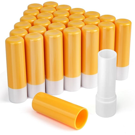 LotFancy Lip Balm Tubes Empty, 28Pcs 4.5ml Lip Balm Container Tubes with Yellow Caps, BPA Free & Leak Free, Refillable-VivaGrace Women