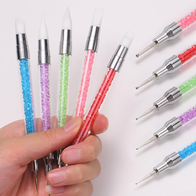 62 Pcs Nail Art Brushes Set,5 Pcs Striping Liner Brush,5 Pcs Dual Tipped Silicone Dotting Sculpture Pen,50 Pcs Nail Sponges for Ombre with Grabbing Pen,Mixing Palette Pen Holder-VivaGrace Women