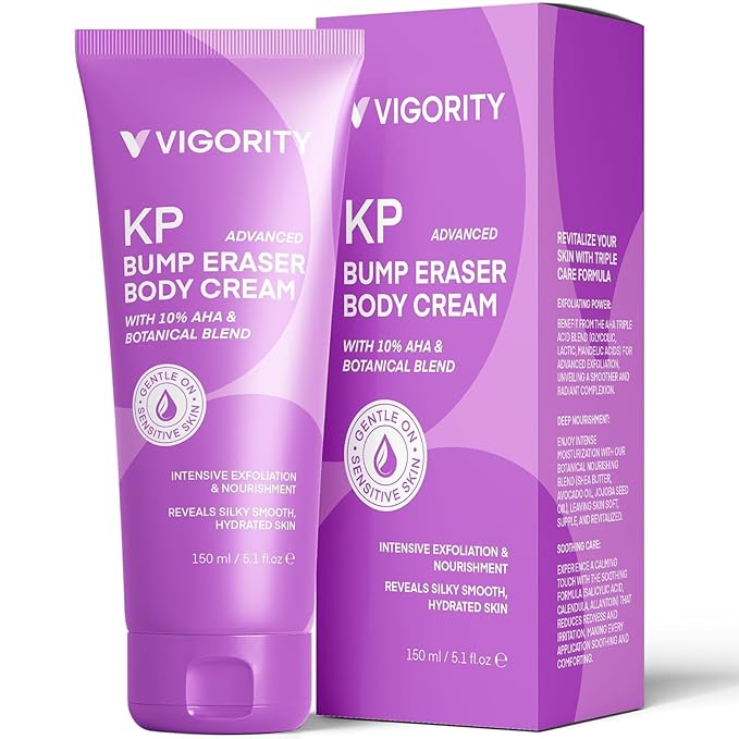 Vigority Keratosis Pilaris Treatment Cream with Lactic Acid – KP Body Bump Exfoliating Moisturizer for Rough, Bumpy, Dry & Flakey Skin, Strawberry Legs – 5.1 Oz-VivaGrace Women