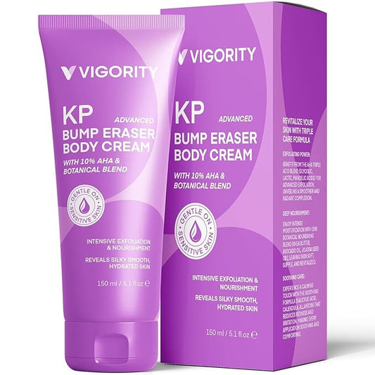 Vigority Keratosis Pilaris Treatment Cream with Lactic Acid – KP Body Bump Exfoliating Moisturizer for Rough, Bumpy, Dry & Flakey Skin, Strawberry Legs – 5.1 Oz-VivaGrace Women