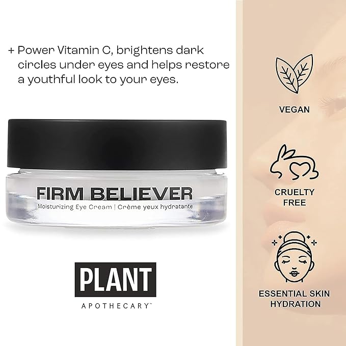 Firm Believer: 30ml Under Eye Cream with Vitamin C - Puffiness, Dark Circles, Eye Bags, Fine Lines and Wrinkles Reducer - Anti-Aging Eye Creams and Skin Care for Men and Women-VivaGrace Women